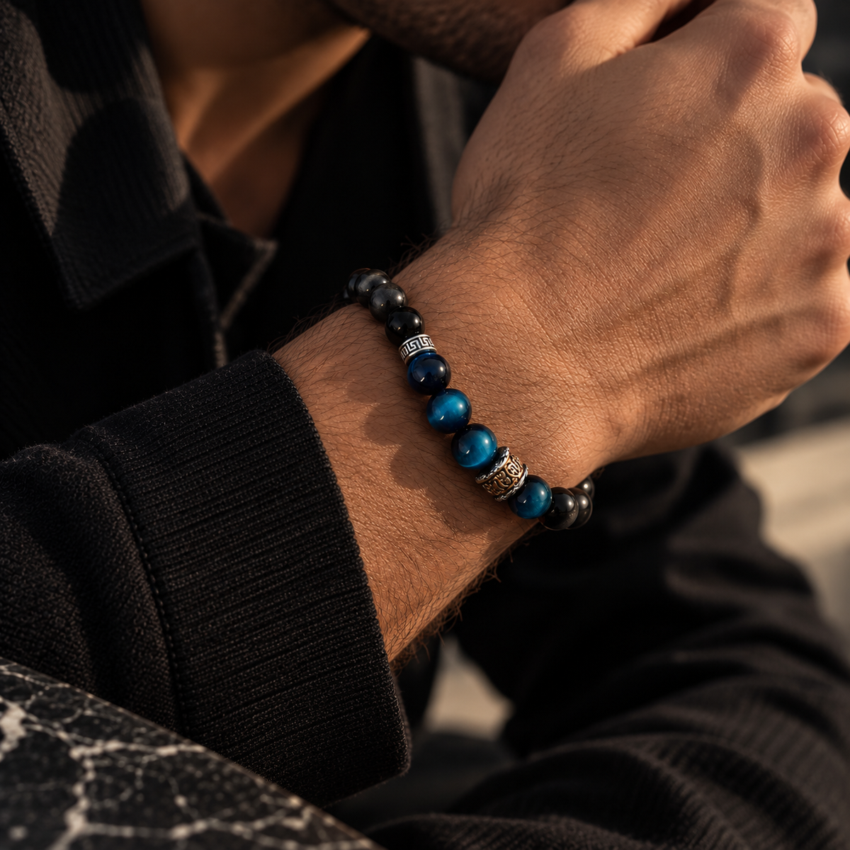 Bracelet Œil de Faucon & Obsidienne