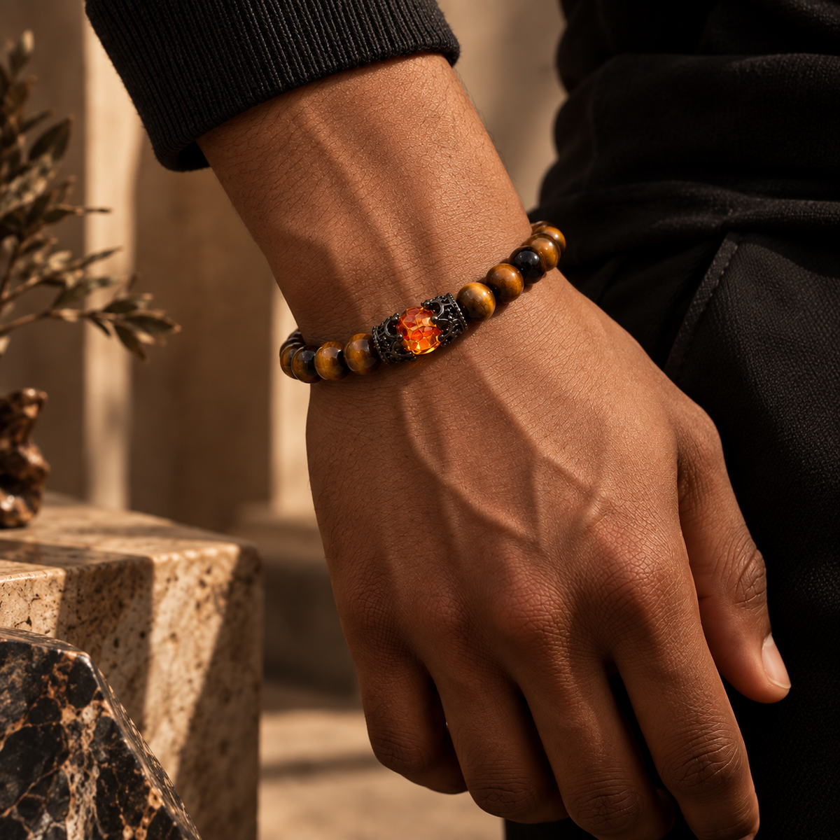 Bracelet Œil de Tigre & Ambre