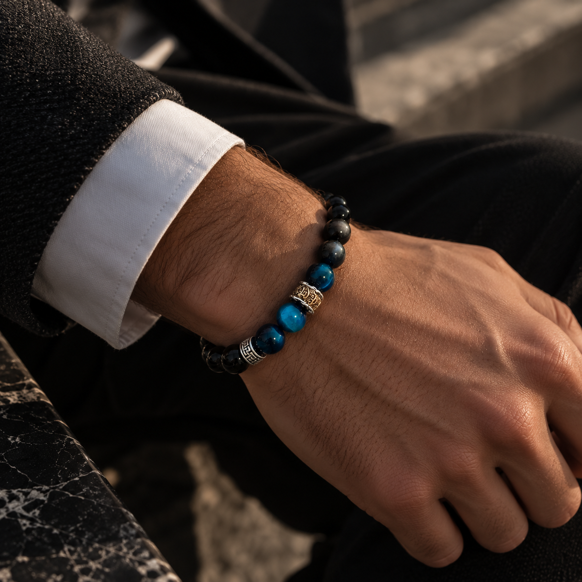 Bracelet Œil de Faucon & Obsidienne